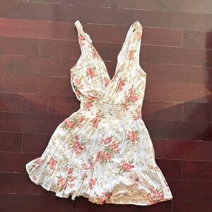 American Eagle Outfitters Floral Jumpsuit - White and Pink